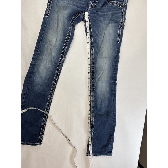 ROCK REVIVAL 25 Avery Straight Low Rise Western Pocket Flap Jewels Studs Cowboy - Picture 11 of 13